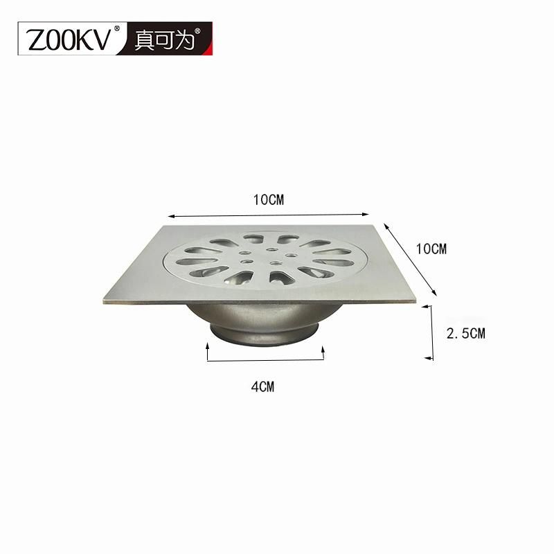 Toilet 3mm Thickness Square Stainless Steel Floor Drain Cover with Buckle Engineering Single and Double Water Seal Odorless Floor Drain