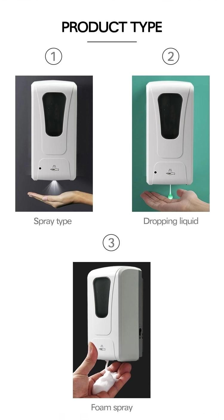 1000ml Wall Mounted Touchless Hand Disinfection Machine Automatic Liquid Alcohol Sanitizer Soap Dispenser