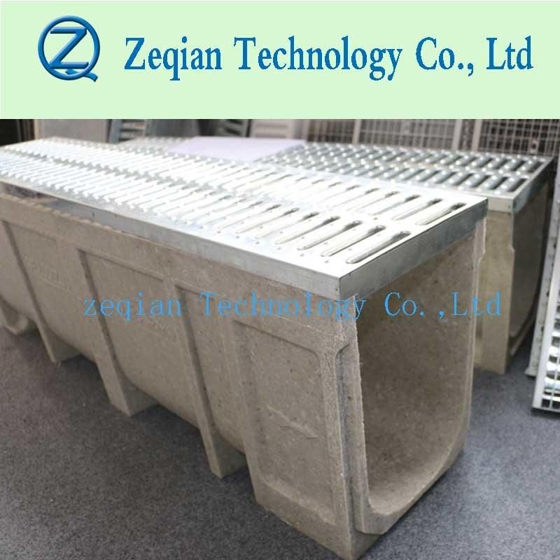 Stamping Steel Cover Polymer Concretetrench Drain for Rainwater Drainage