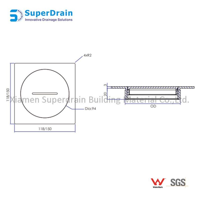 Rain Top Shower Ultra Thin Stainless Steel Cover for Clean out