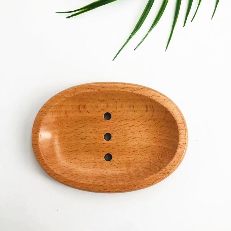 New Design Oval Wooden Soap Tray Wood Soap Dish with Anti-Slip Feet