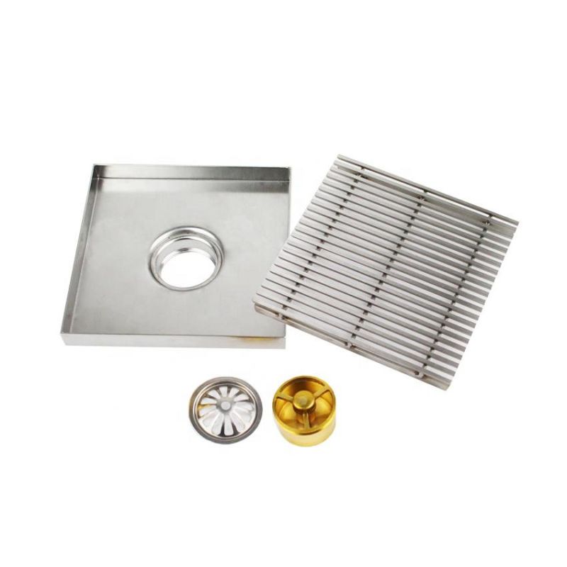 Square Shower Drain SS304 Floor Drain for Brushed Gold/Titanium Black/Brass