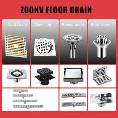SS304 Sanitary Ware Drainer Cover Plug Concrete Strainer Grate Trap Square Shower Black Gold Bathroom Linear Long Stainless Steel Floor Drain