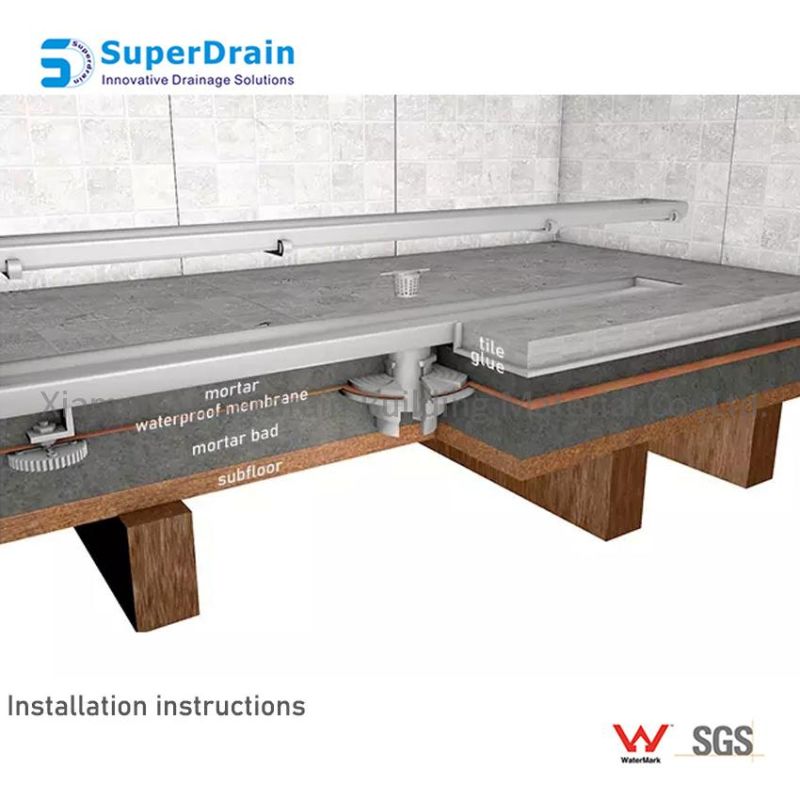 Side Shower Drain with OEM ODM Service Double Use for Surface Brushed and Tile Insert