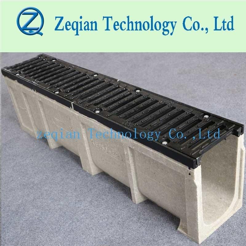 Heavy Duty Polymer Trench Drain with Ductile Iron Cover for Rain Water Drainage