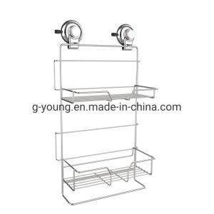 Suction Cup with Stainless Steel Dual Tier Bathroom Shelf