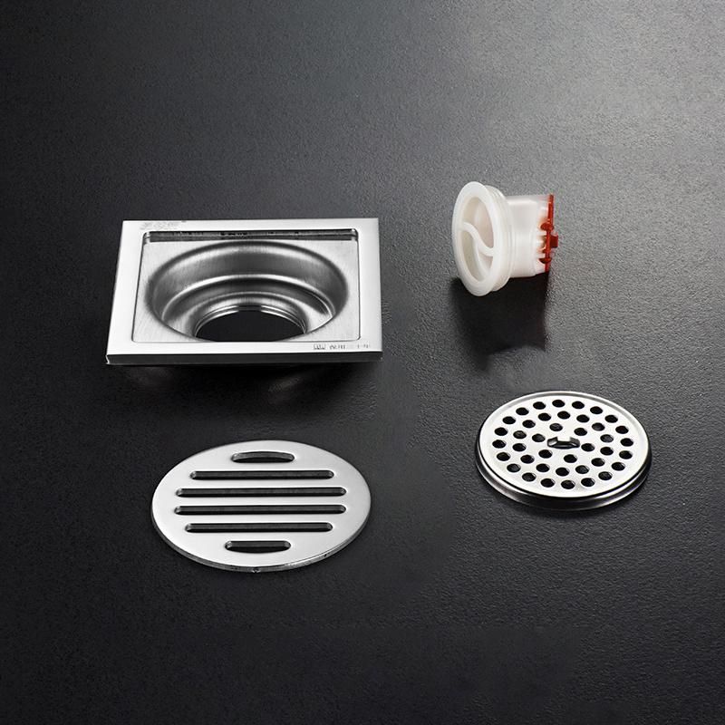 Bathroom 6mm Large Straight Row DN40DN50 with Buckle Deodorant Floor Drain Automatically Closed Type Bright Stainless Steel Floor Drain