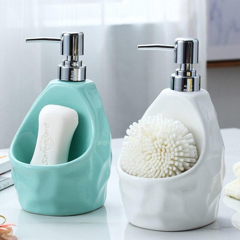 Nordic Multifunctional Hand-Painted Bathroom Accessory Ceramic Lotion Bottle Soap Dispenser