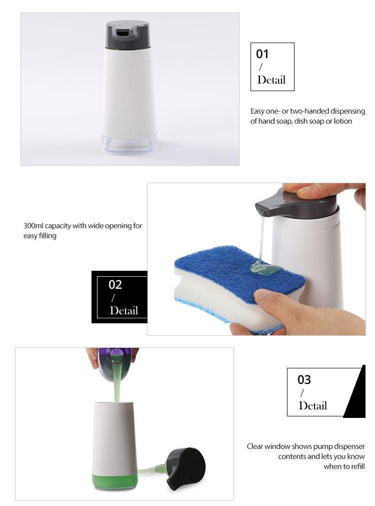 China Manufacturer High Quality Kitchen 300ml Manual Plastic Liquid Soap Dispensers Bottle