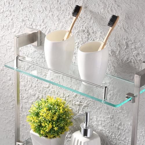 Wall Mounted Bathroom 3-Tier Glass Corner Shelf