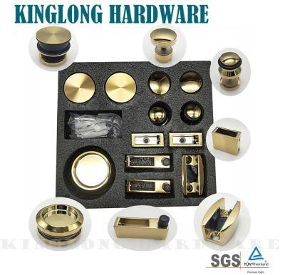 Stainless Steel Bathroom Hardware Shower Screen Roller System Gold Sliding Door Accessories Set