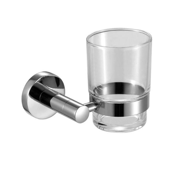 Stainless Steel and Frost Glass Double Toothbrush Holder Set