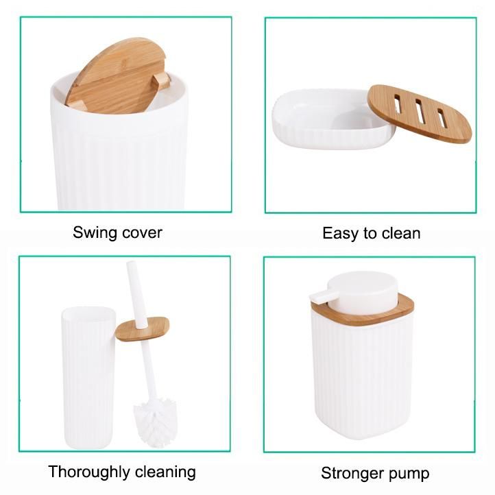 Plastic Bathroom Sets with Bamboo Lid