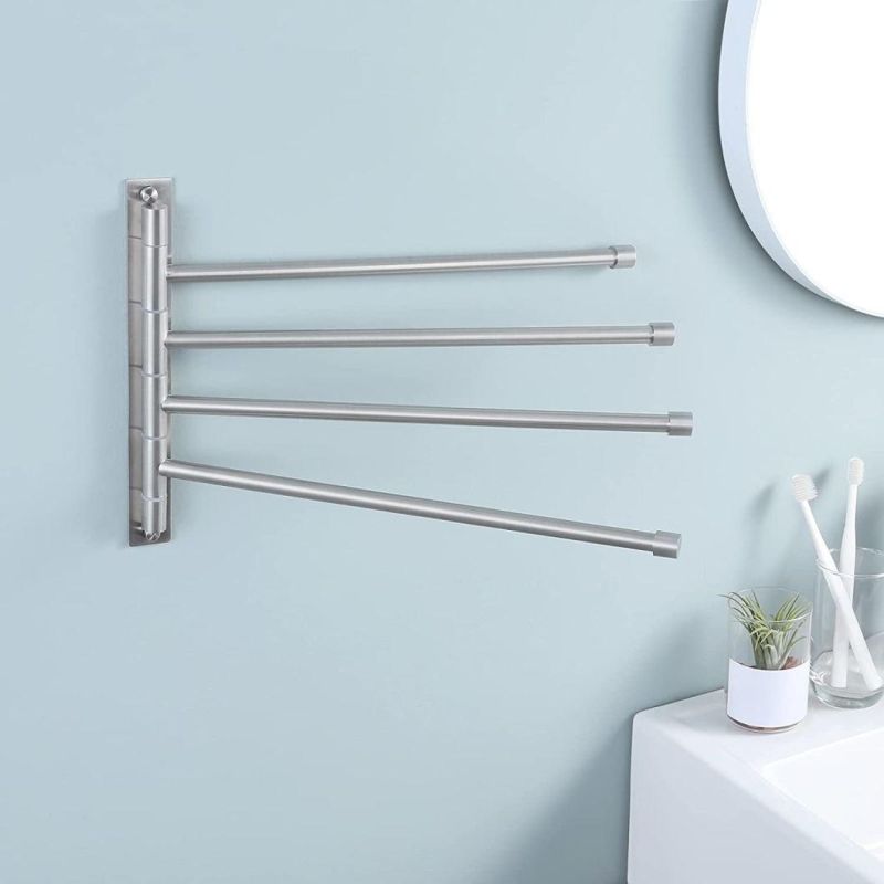 Stainless Steel 304 Towel Holder Swing out Towel Bar 4-Bar Folding Arm Swivel Hanger