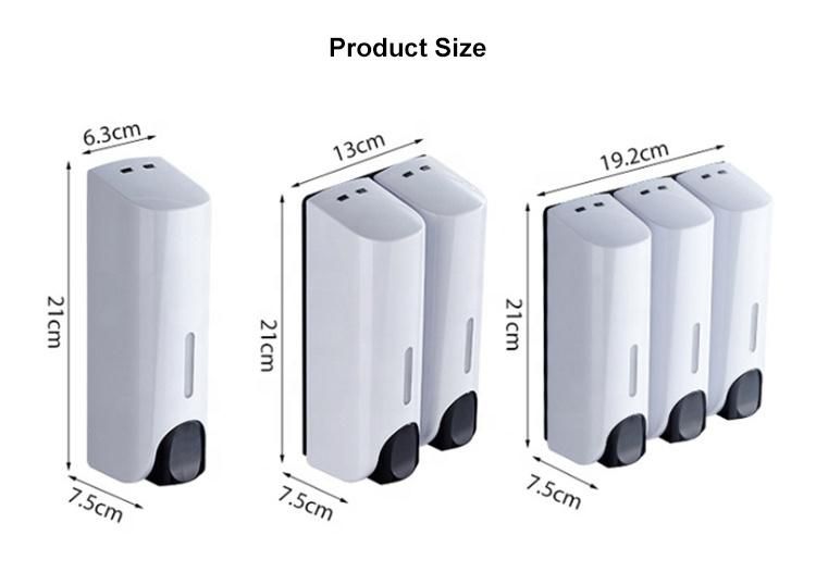 Saige 350ml*3 Hotel Bathroom Wall Mounted Plastic Manual Shampoo/Shower Soap Dispenser