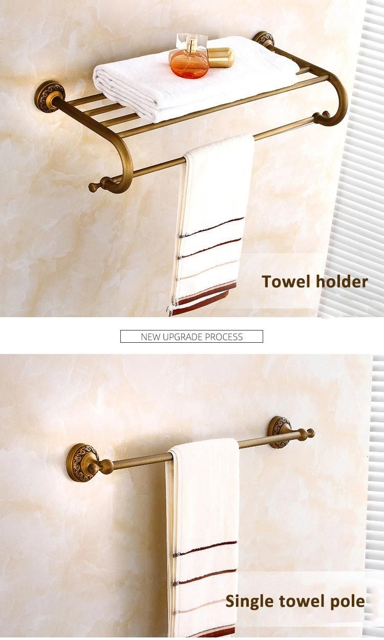 European Design Double Tiers Antique Brass Towel Rack Wall Mounted