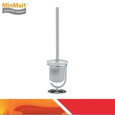 Brass Standing Toliet Brush Holder with Glass Cup Mx-Ls94A