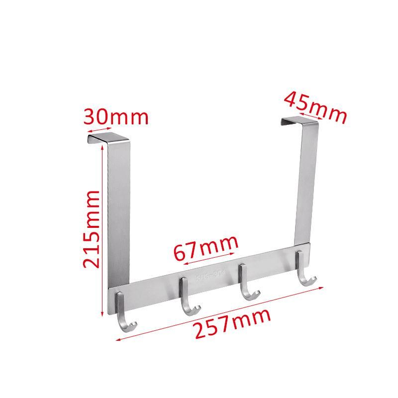 Horizontal 4 Hook Rack Hanger Towel and Clothing Hanger Stainless Steel Storage Hooks Free Standing Towel Rack