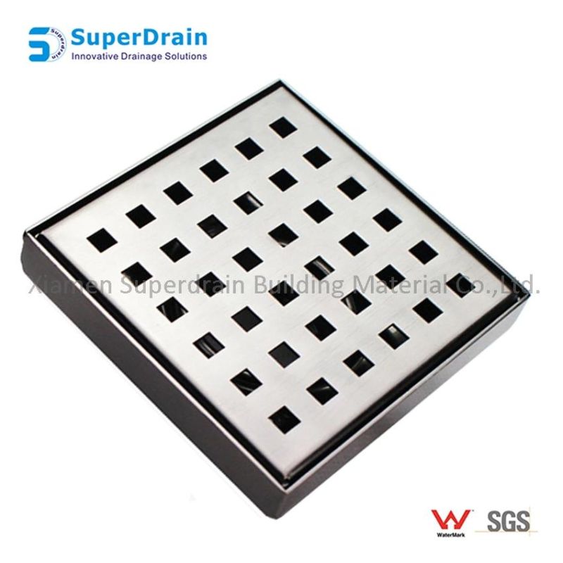 Heel Guard Square Grate Shower Floor Drain for Hotel