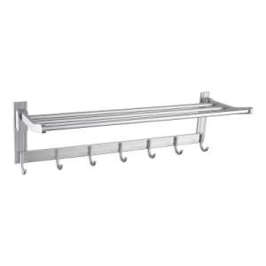 Luolin Aluminum Hotel Towel Rack Bathroom Folding Shelf Shower Towel Bar Organizer Aluminum with Extra Hooks, Anodized 91707-13