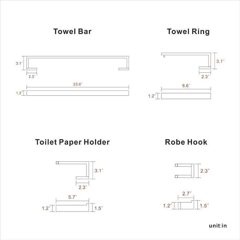 Accessories Towel Bar Robe Hook Toilet Stainless Steel Bathroom Products