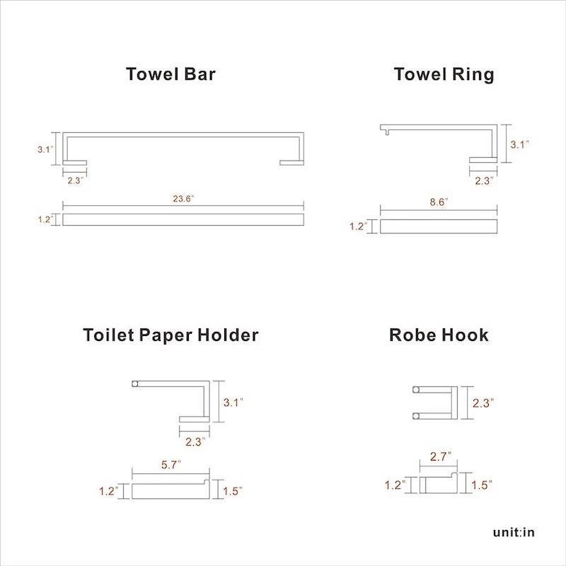 Accessories Towel Bar Robe Hook Toilet Stainless Steel Bathroom Products