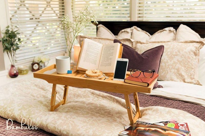 Bathtub Caddy & Laptop Bed Desk with The Original Patented 2 in 1 Innovative Design Transforms Our 100% Extra Large Bamboo Bathtub Tray