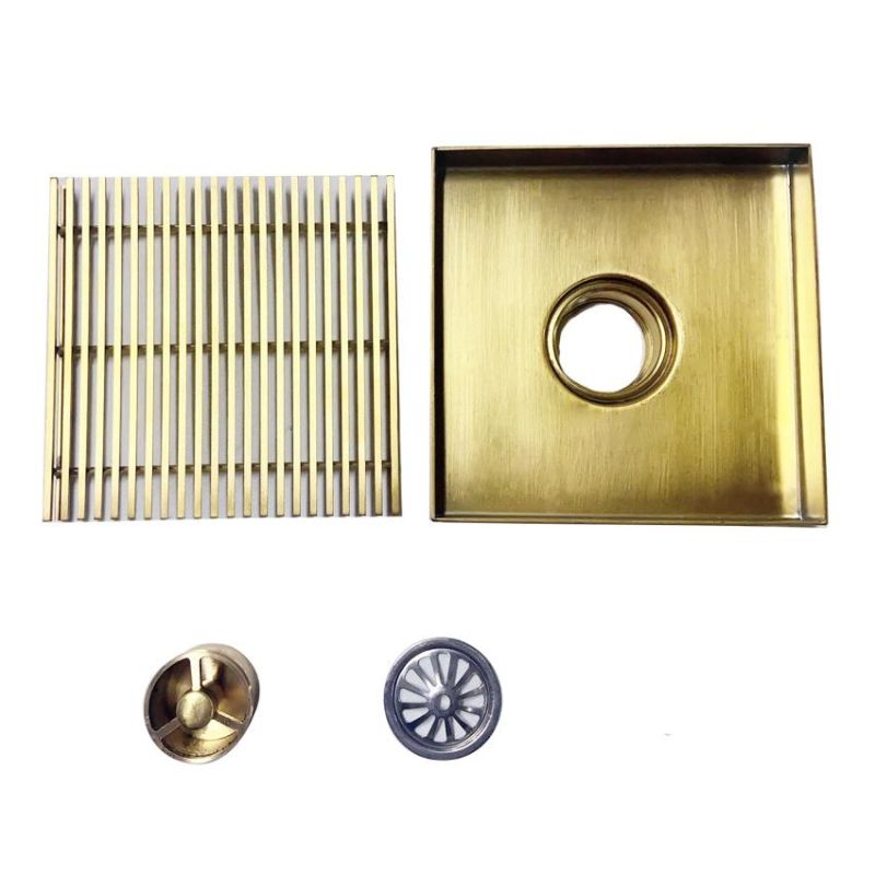 Square Shower Drain SS304 Floor Drain for Brushed Gold/Titanium Black/Brass