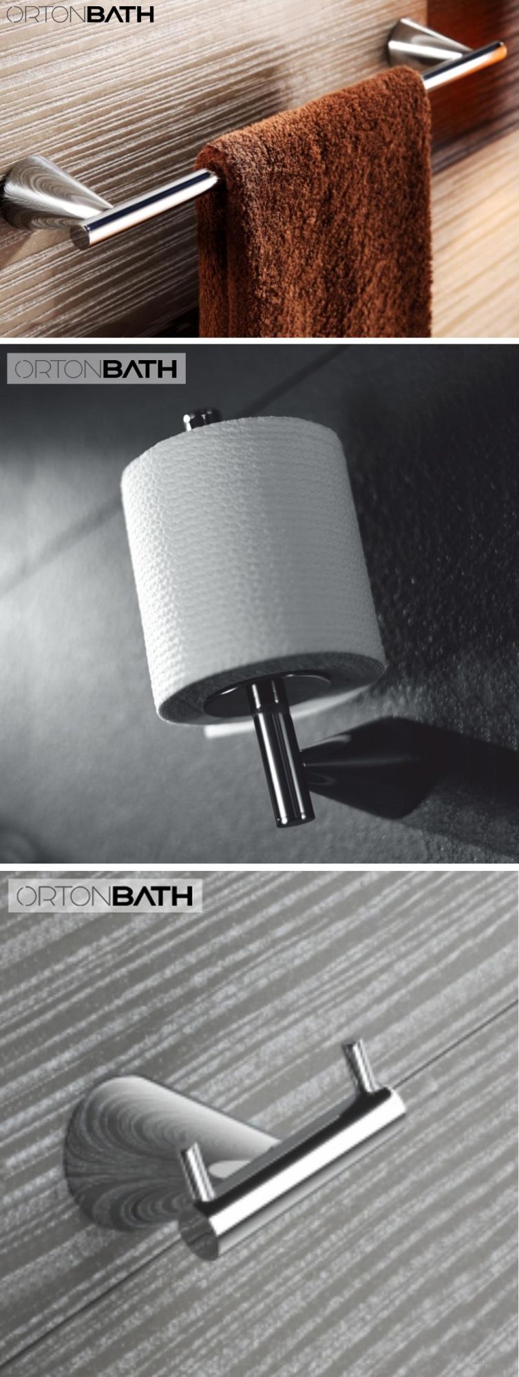 Ortonbath 5-Pieces Chrome Plated Bathroom Hardware Set SUS304 Stainless Steel Round Wall Mounted - Includes Hand Towel Bar, Toilet Paper Holder, Soap Dispenser