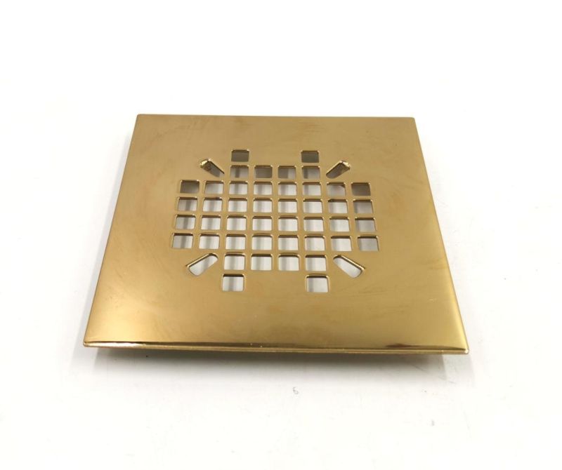 Stainless Steel Brushed Gold 4" Square Shower Drain