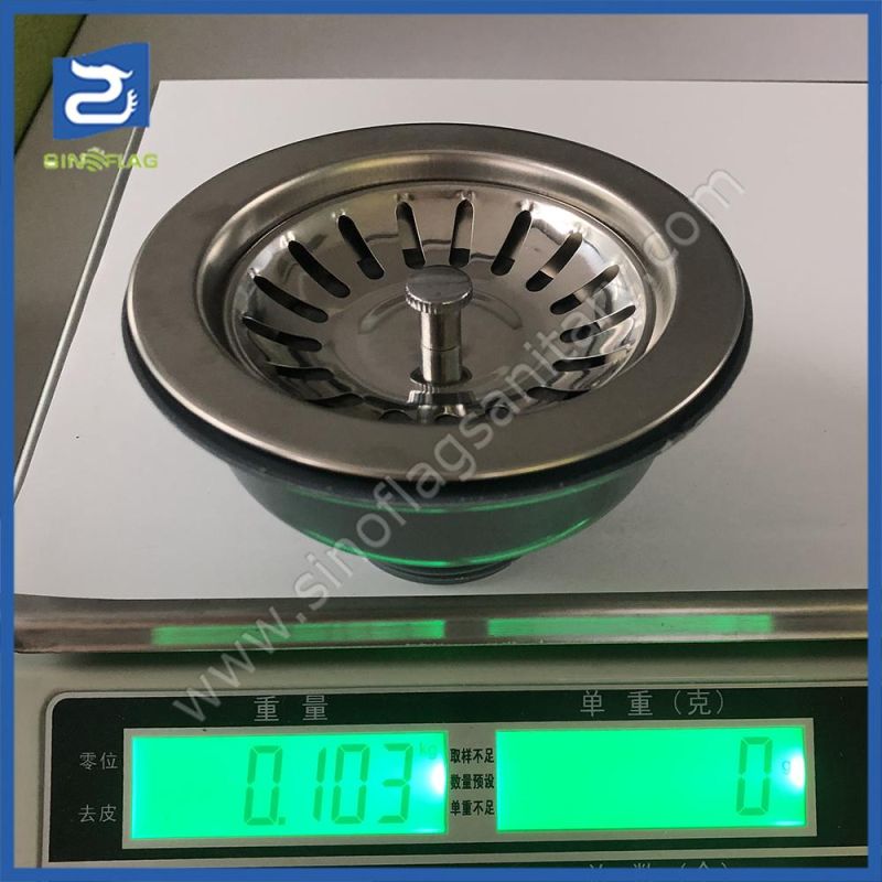 113mm Stainless Steel Body Sink Drain with Strainer Basket