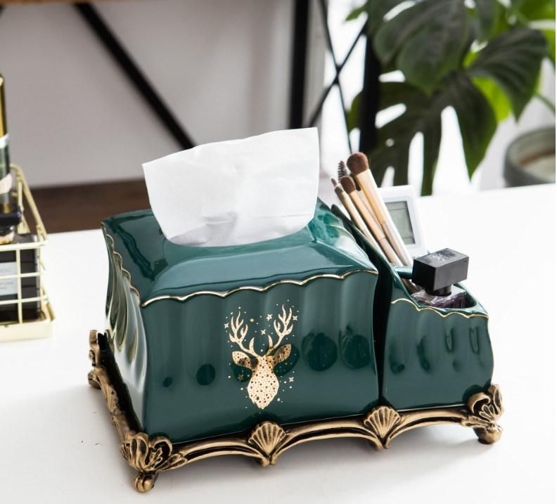 Creative Toothbrush Cartridge, Self-Designed Tissue Box Set Ceramic Toothbrush Ceramic Tissue Box