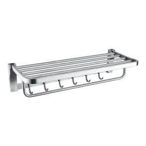 Luolin Stainless Steel 304 Hotel Towel Rack Bathroom Folding Shelf Shower Towel Bar Holder Organizer with Hooks, 91086-4