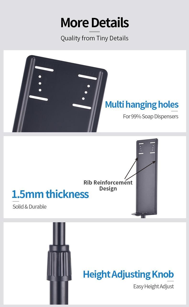 Holder Metal Floor Stand for Soap Dispenser Universal Removable Height Adjustable Soap Dispenser