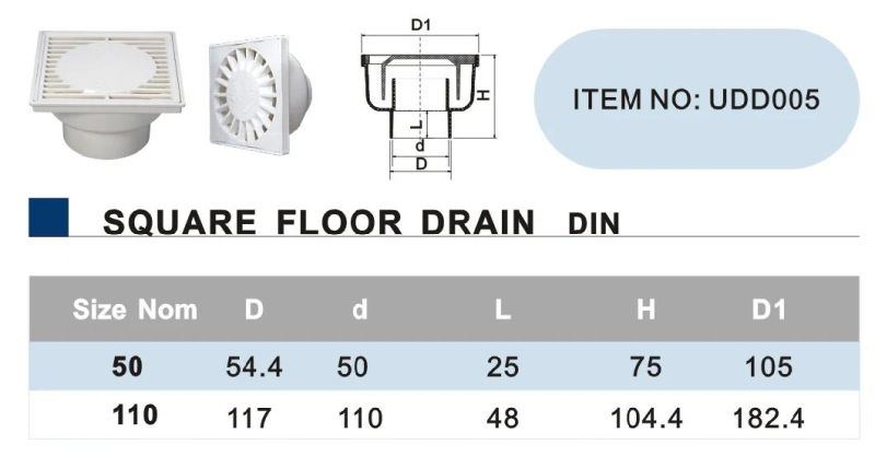 Square Floor Plastic Drain (DIN UPVC Pipe Fitting for Drainage)