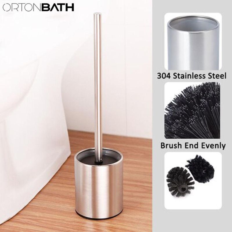 Ortonbath Stainless Steel Zinc Alloy Black Plastic Cheap Floor Mount High End Wall Hung Toilet Brush Holder