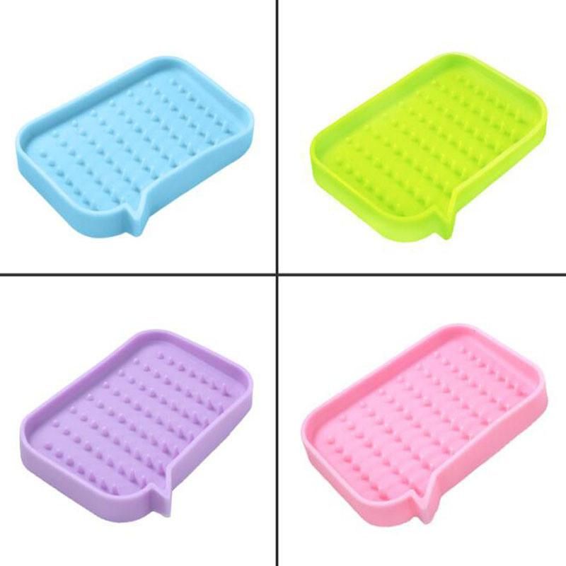 Non-Slip Portable Travel Soap Box Bathroom Kitchen Soft Silicone Soap Dish with Drain Soap Holder Wbb12056