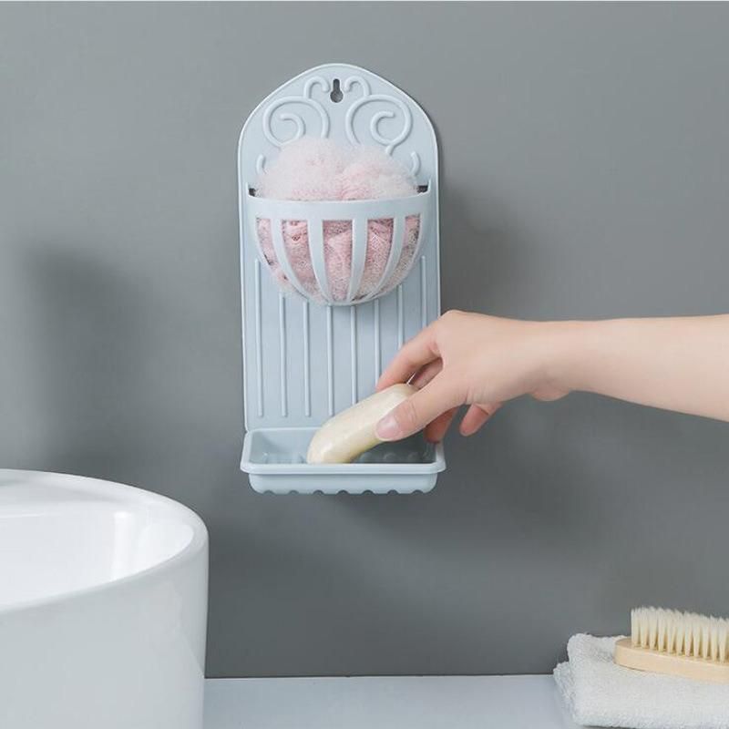 Drained Soap Box, Two-Layer Rack Bathroom Wall-Mounted Storage Rack Plastic Soap Tray Toilet Rack Bathroom Rack Wbb12176