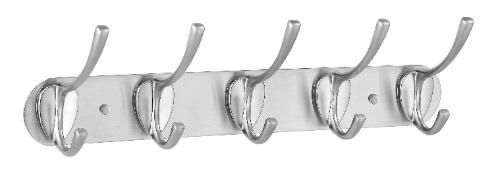 Stainless Steel Heavy Duty Coat and Hat Hook Rail Wall 4 Tri Hooks
