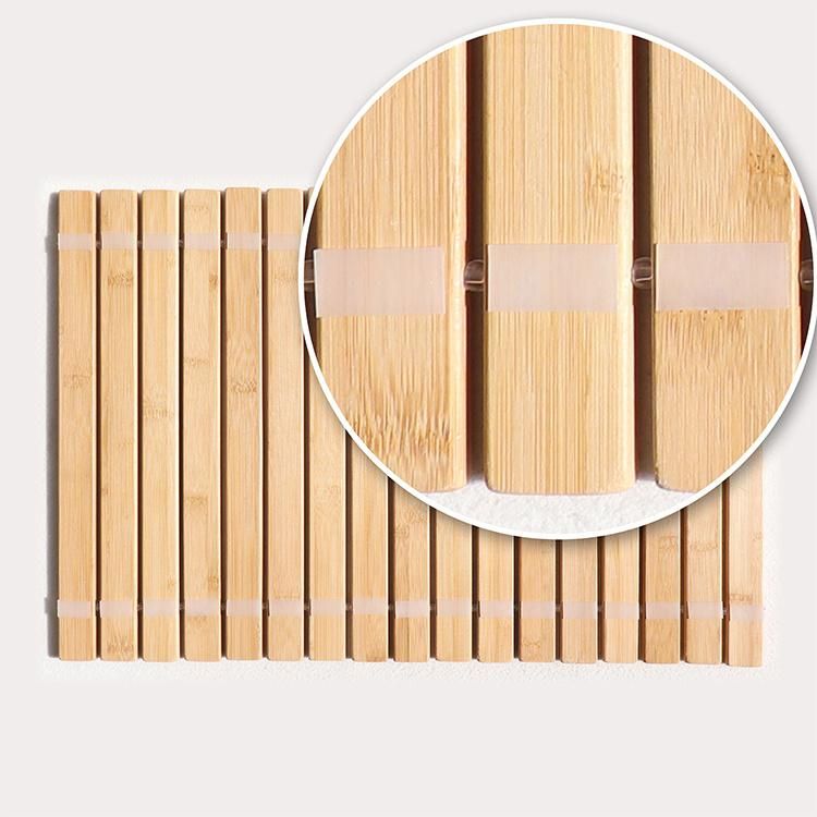 Non-Slip Rubber Easy Drying Designed Bathroom Bamboo Floor Mat