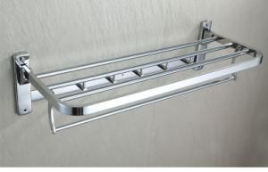 Hot Selling Stainless Steel Double Layer Towel Rack with Hooks