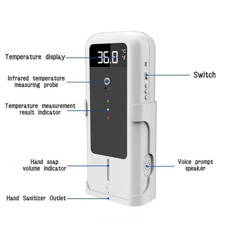 China Factory Wholesale in Stock Yad-001 Temperature Scanner with Sanitizer Automatic Hand Sanitizer Dispenser with Temperature