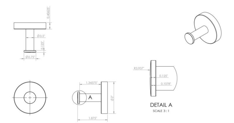 Satin Nickel Stainless Steel Robe Hook with Classic Design