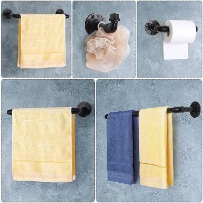 Bathroom Hardware Set 7 Pieces, Industrial Pipe Bath Towel Bar Set, Heavy Duty Wall Mounted Farmhouse Towel Rack