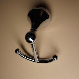 Wall Mounted Chrome Zinc Alloy Double Robe Hook for Cloth Hanger