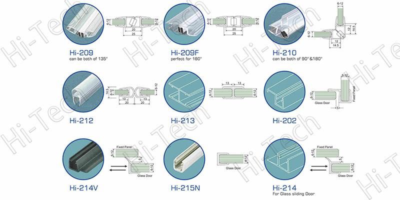 Hi-222 Waterproof Sound Proof Bathroom Accessories Glass Door PVC Seal Strip