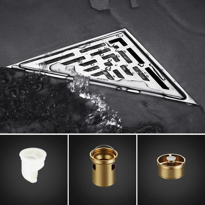 Bathroom Corner Floor Drain Stainless Steel 304 Triangle Odorless Floor Drain Hotel Floor Drain