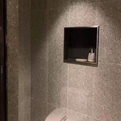 Square Matte Black Shower Niche 304 Stainless Steel Powder Coated Single Shower Shelf