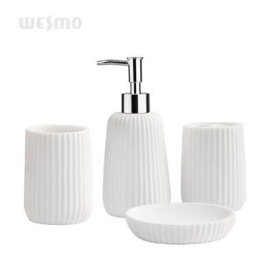 White Sandy Polyresin Bathroom Accessories with Dispenser