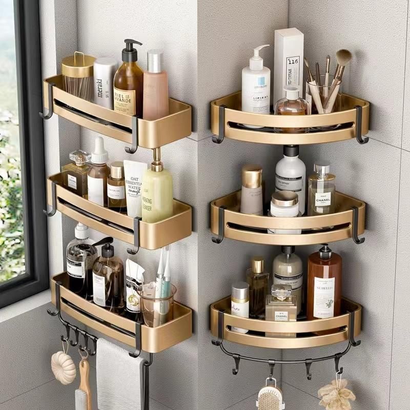 Shelf Adhesive Kitchen Bathroom Corner Shelf Gold Corner Shelf Floating Corner Shelf SUS 304SUS 304 Stainless Steel Corner Shelf